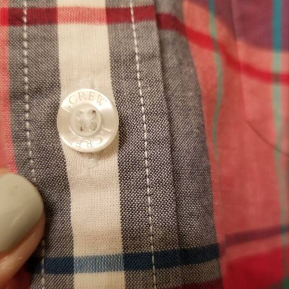 J. Crew Summer Plaid Button Down Slim Large - Picture 7 of 9